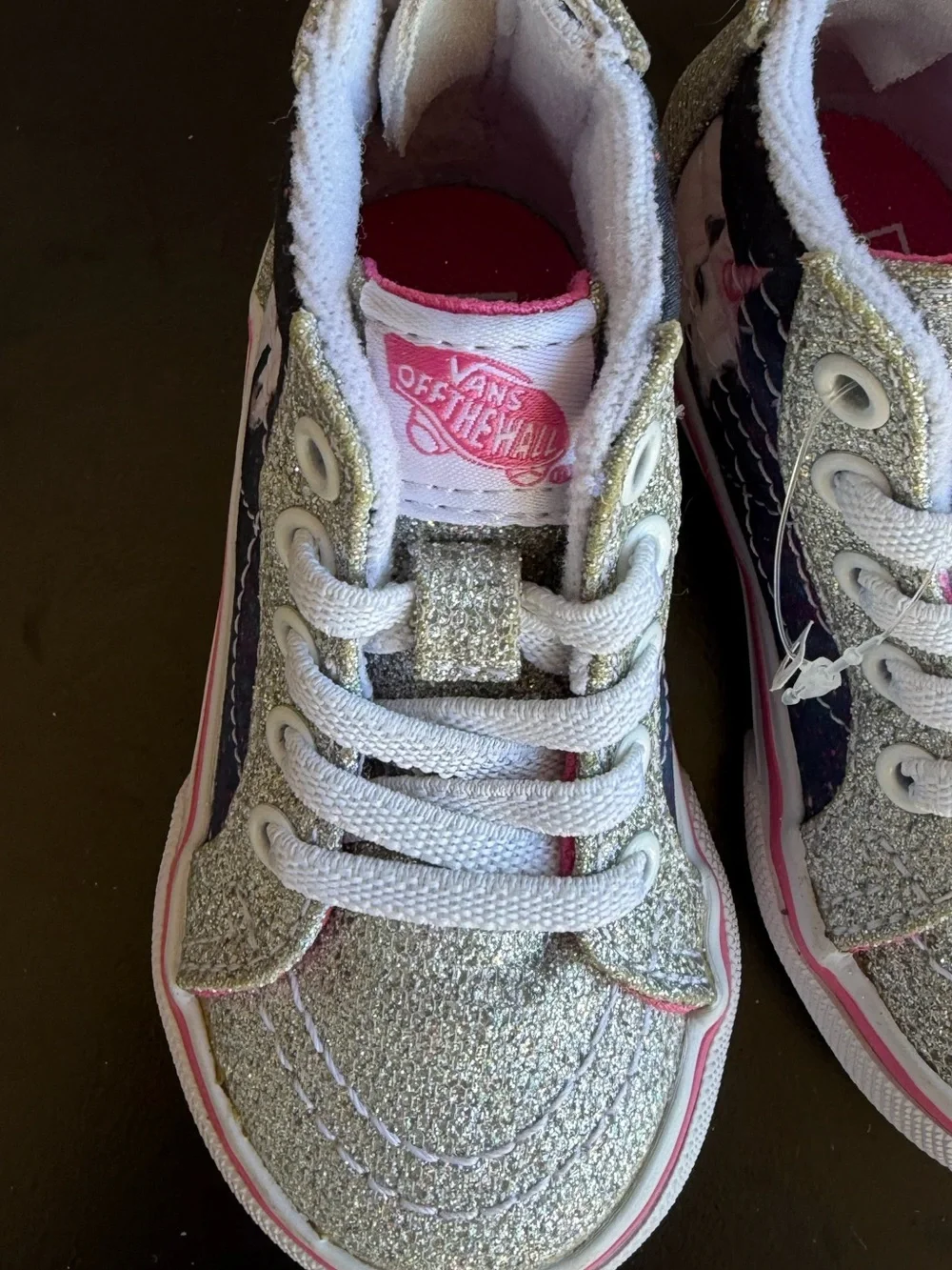 Vans Sk8-Hi Zip Digi Unicorn Sneaker Silver Glitter Size 4 NWOT